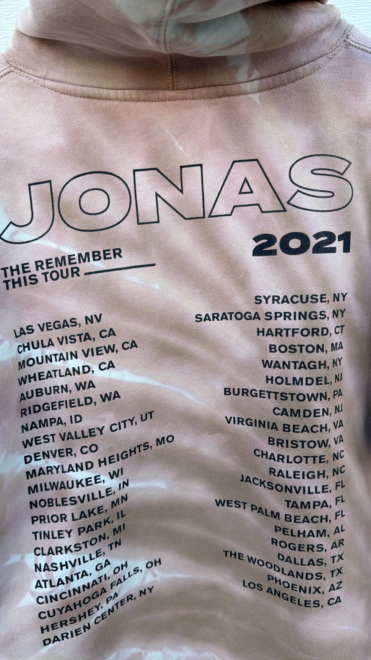 2021 Jonas Brothers 'The Remember This' Tour Bleach Dye Hoodie - S