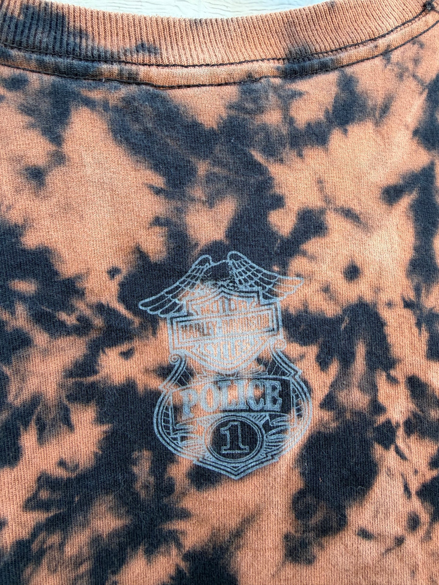 2000s Harley Police Bleach Dye Tee - XL