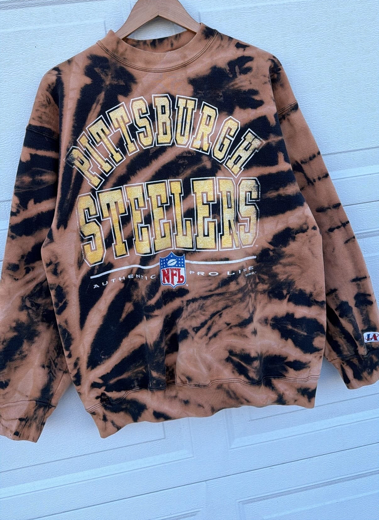 1994 Steelers Bleach Dye Crewneck - L