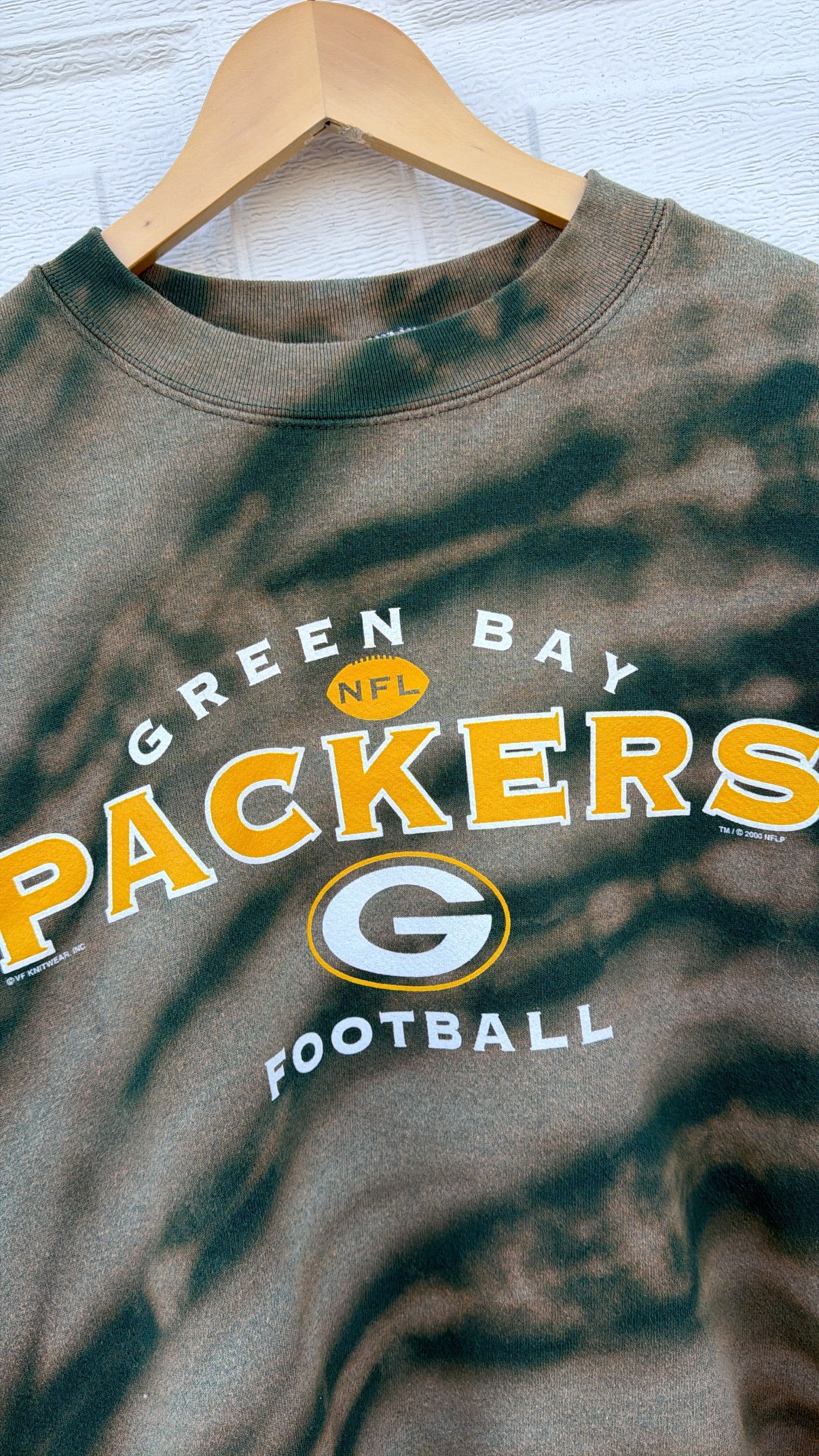 2000 Packers Bleach Dye Crewneck - XXL