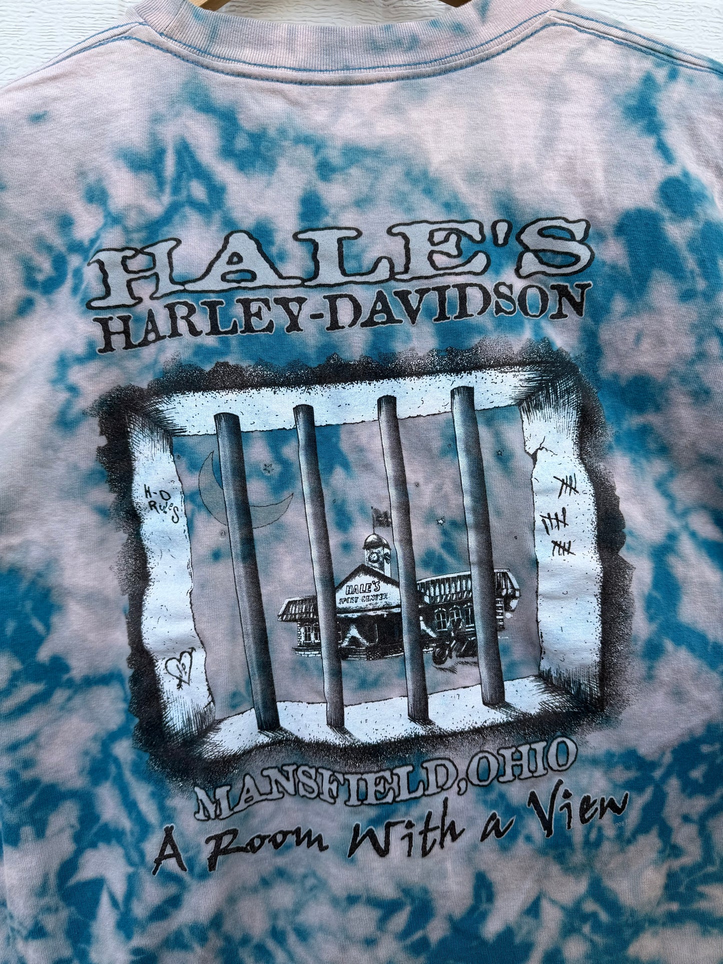 2000 Harley Pocket Bleach Dye Tee - L