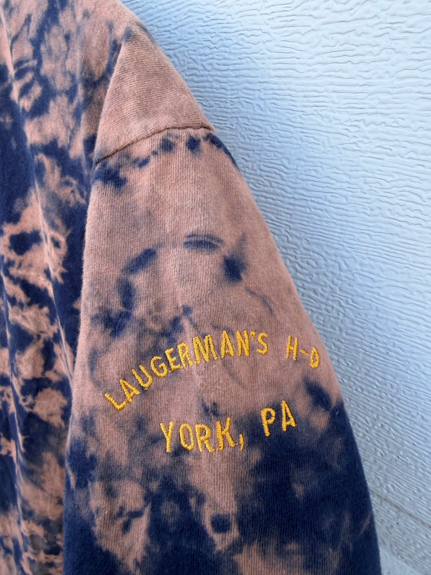 90s Harley Embroidered Bleach Dye Tee - L (Oversized)
