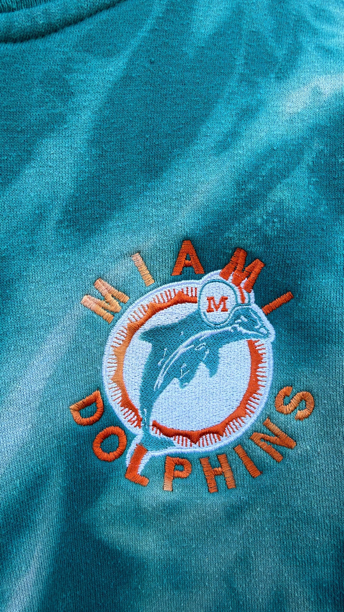90s Dolphins 1/4 Zip Bleach Dye Sweatshirt - L