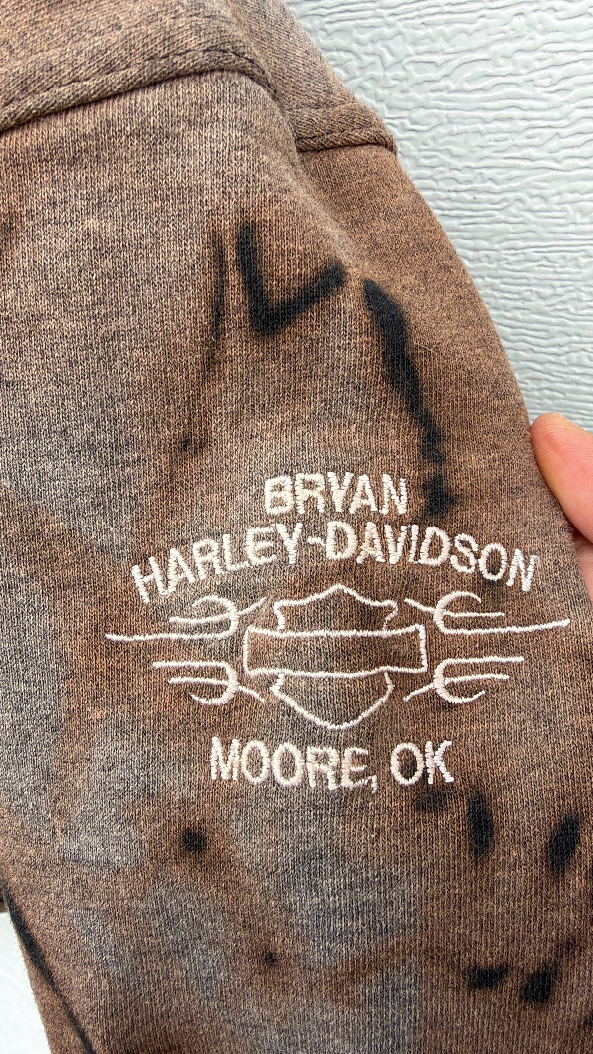 2000s Harley Embroidered Bleach Dye Crewneck - XXL