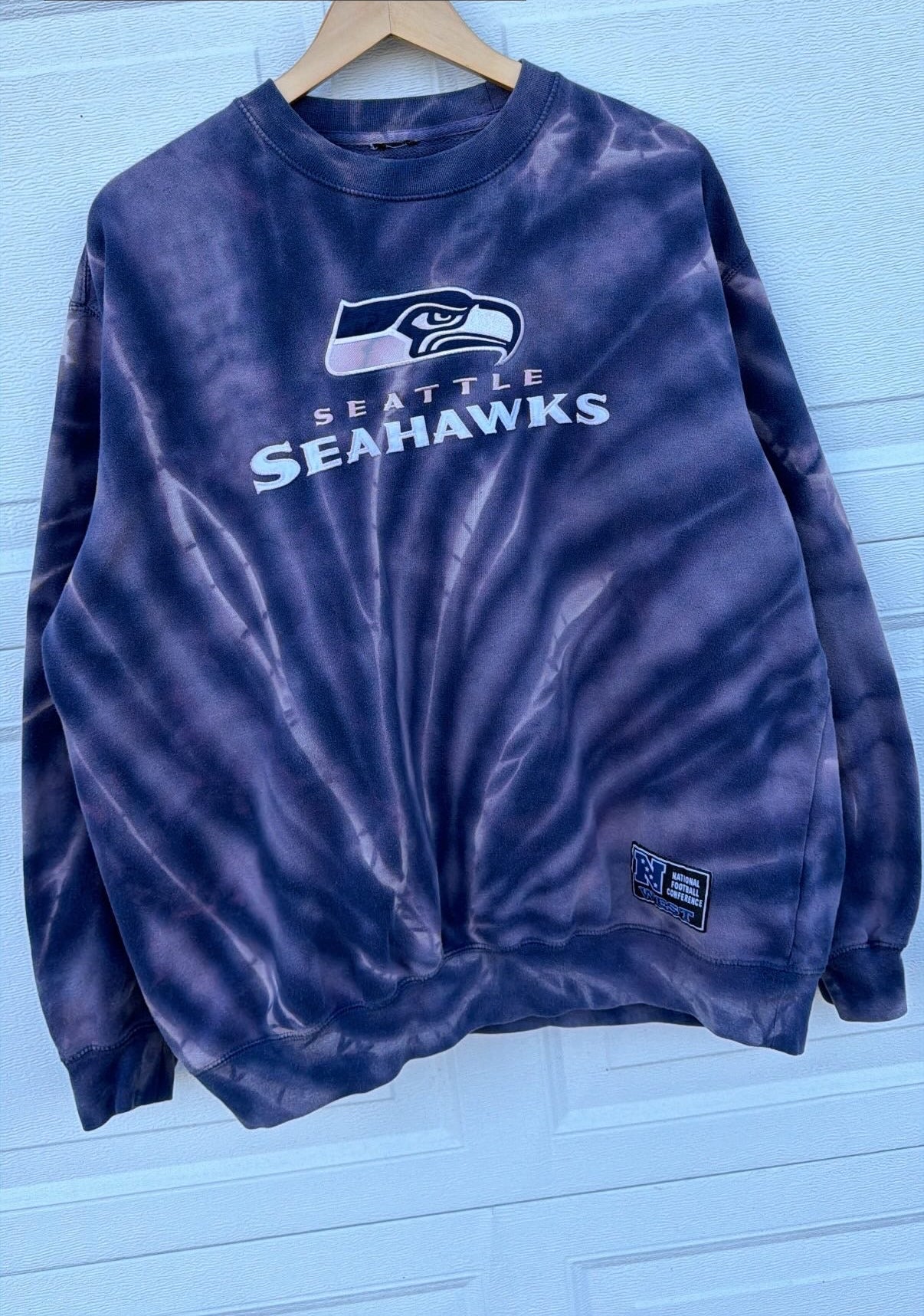 Seahawks Bleach Dye Crewneck - XL