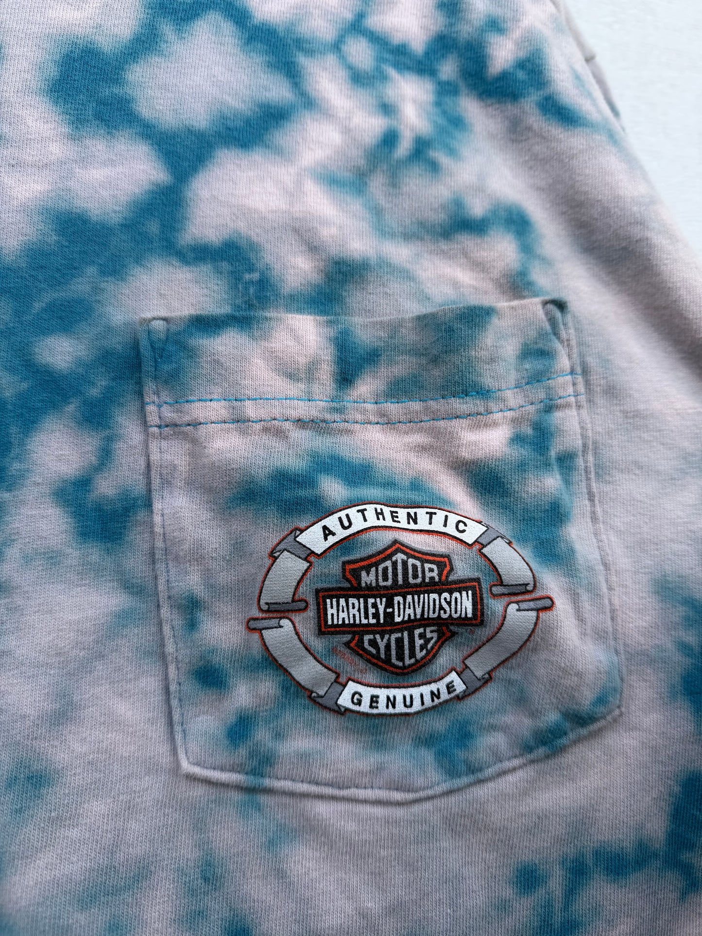 2000 Harley Pocket Bleach Dye Tee - L