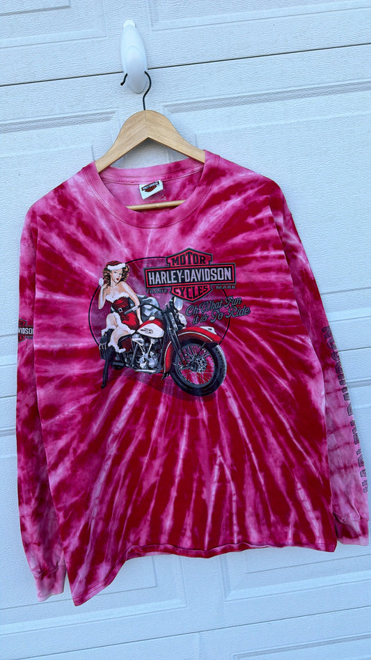 Harley ‘Oh What Fun It Is To Ride’ Christmas Bleach Dye Sleeve - L
