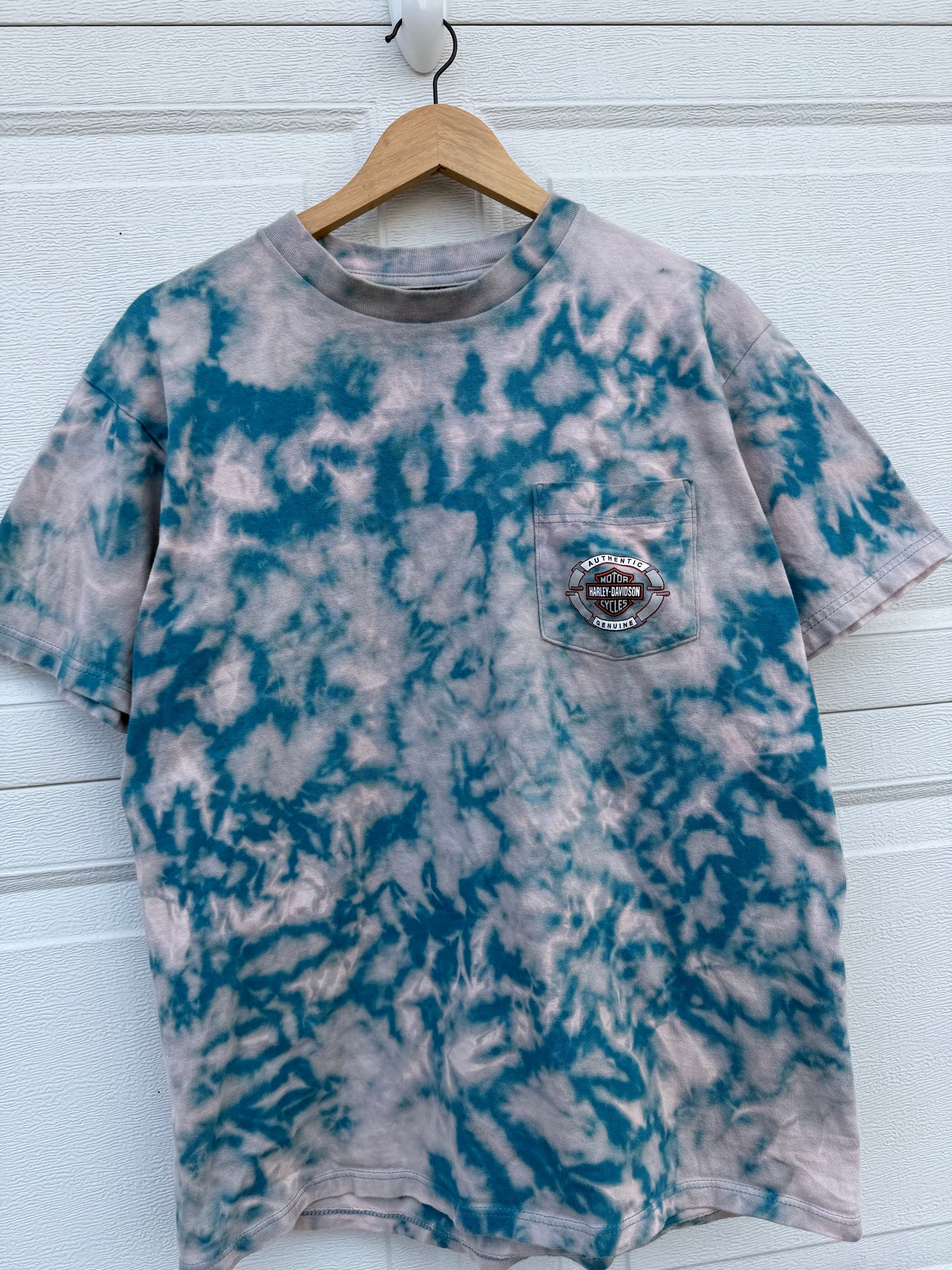 2000 Harley Pocket Bleach Dye Tee - L