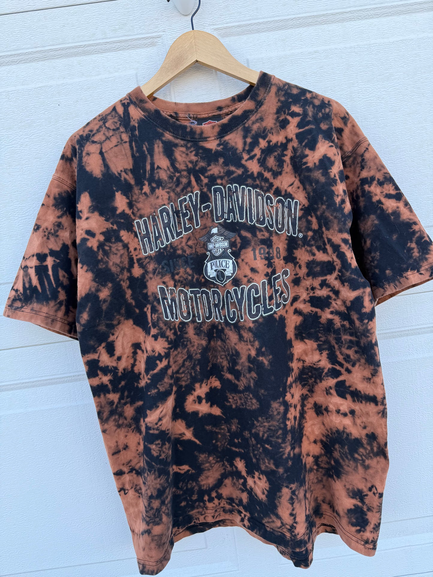 2000s Harley Police Bleach Dye Tee - XL