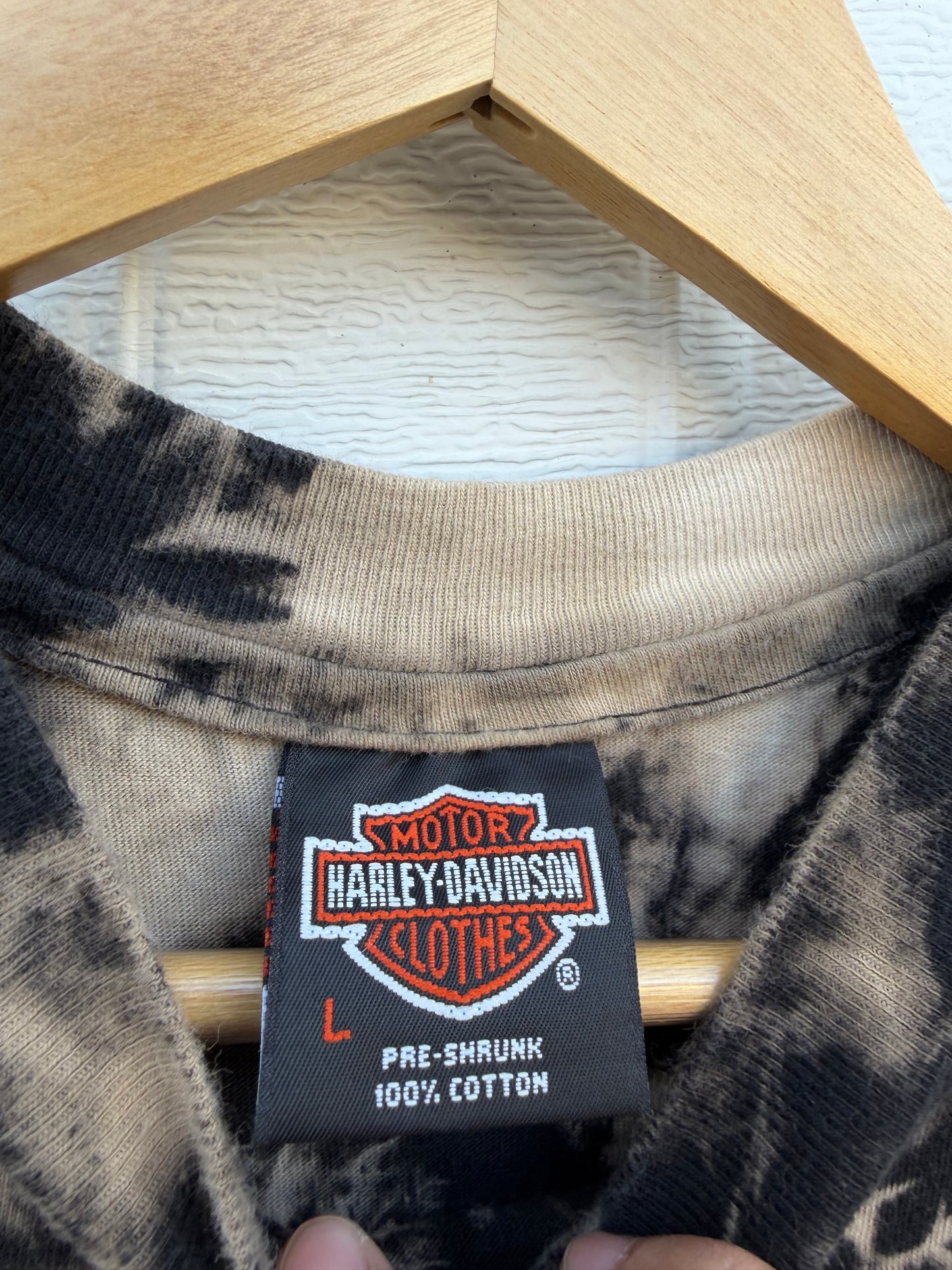 90s Harley Eagle Bleach Dye Tee - L