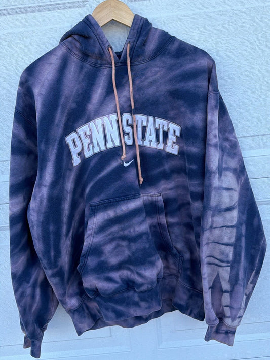 Penn State Nike Embroidered Bleach Dye Hoodie - M (Oversized)