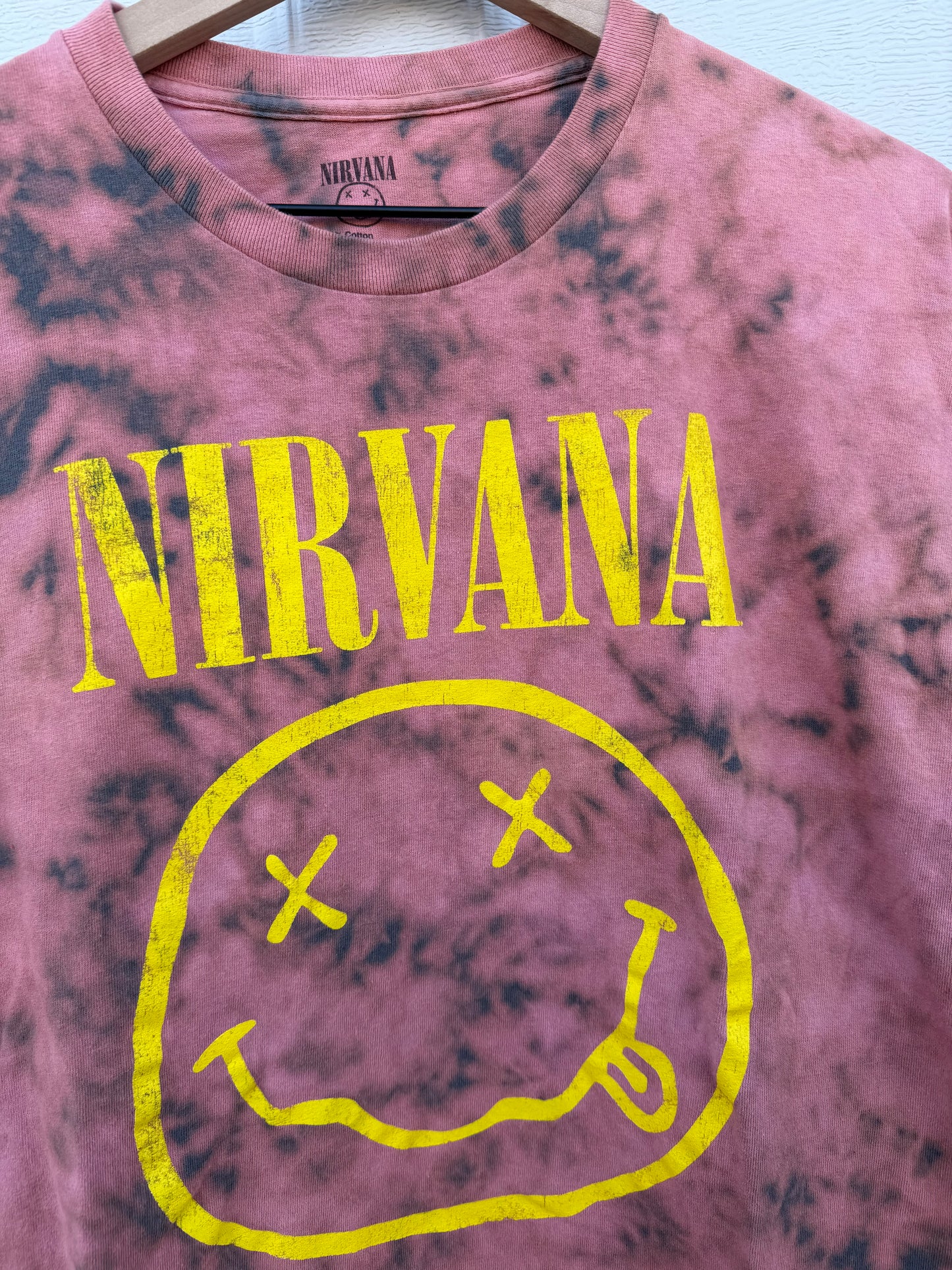 Nirvana Smiley Bleach Dye Tee - L
