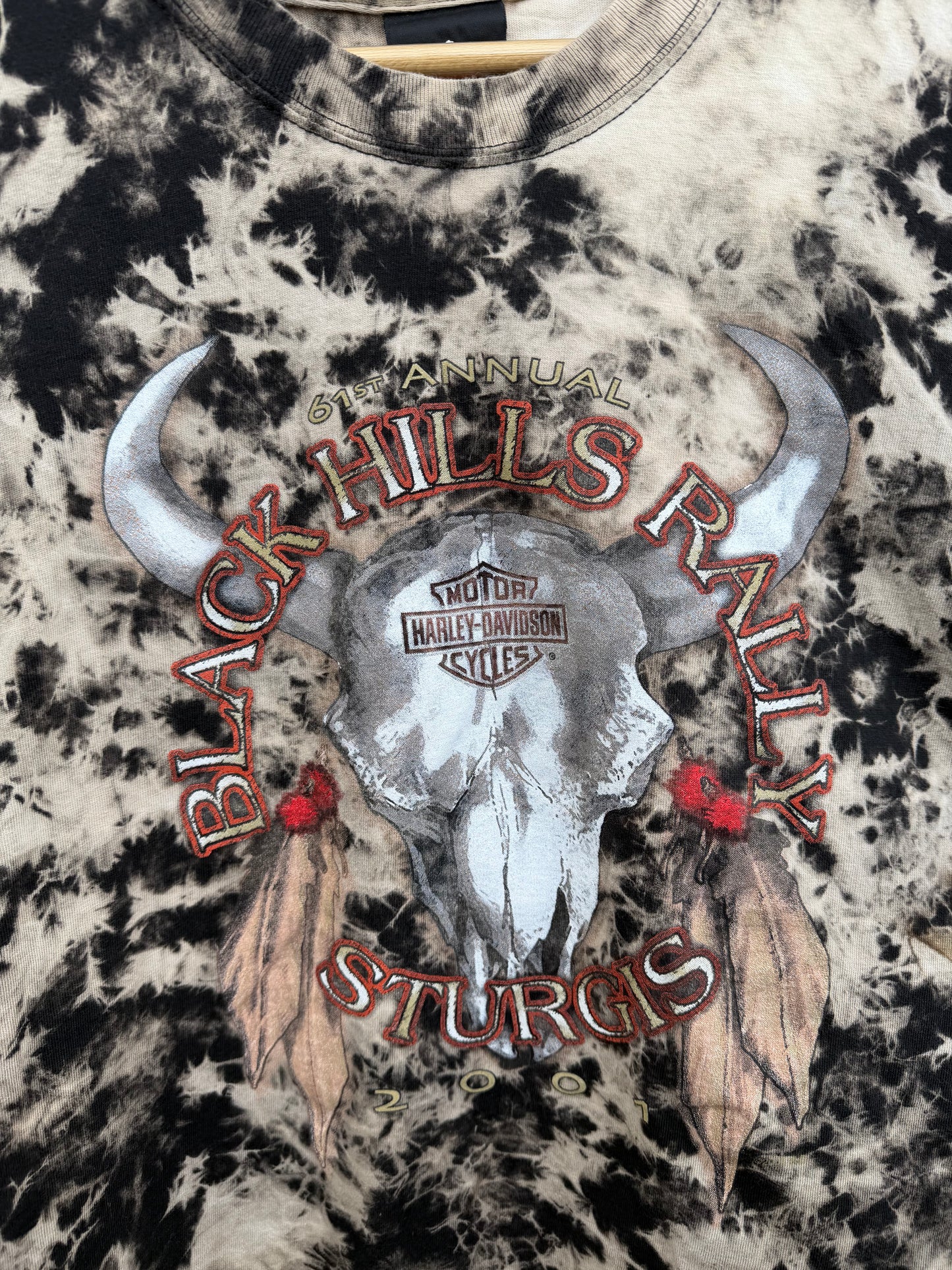 2001 Harley Black Hills Rally Sturgis Bleach Dye Tee - XXL