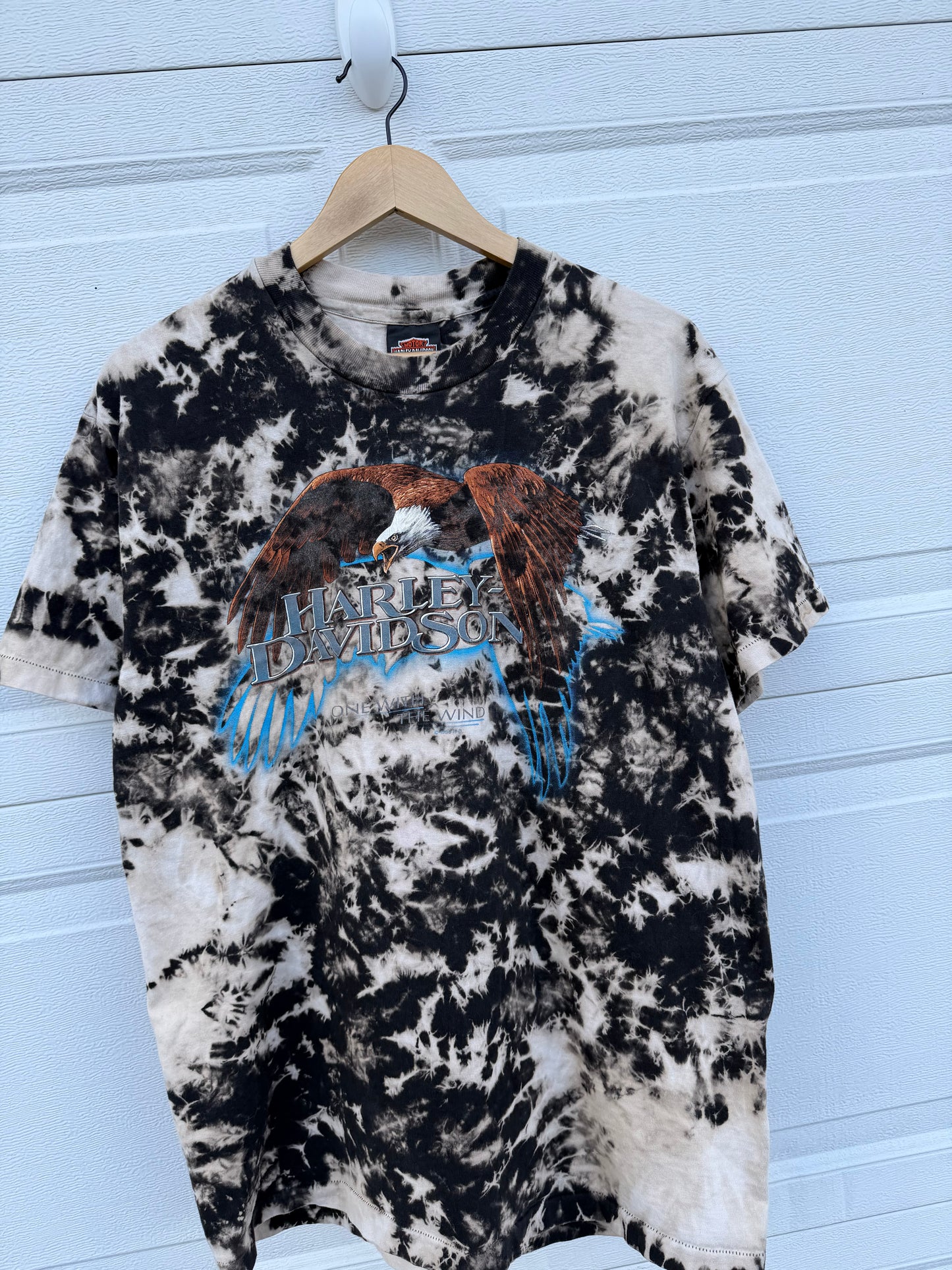 1996 Harley Eagle Bleach Dye Tee - L
