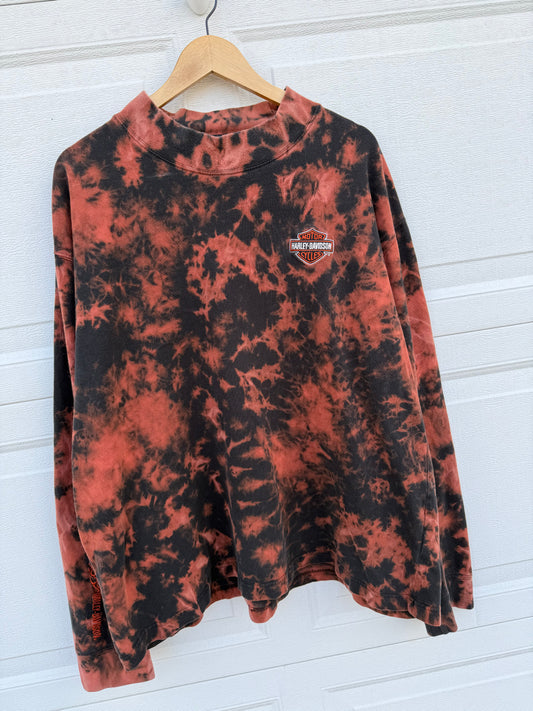 2000 Harley Mockneck Embroidered Bleach Dye Long Sleeve - 3XL