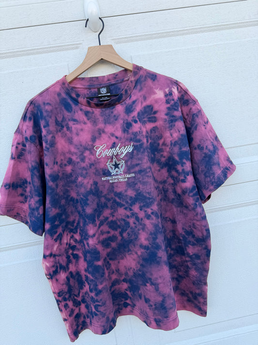 Cowboys Embroidered Bleach Dye Tee - XL