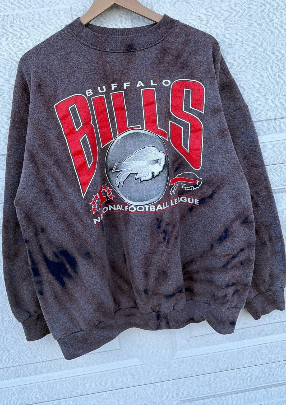 90s Buffalo Bills Bleach Dye Crewneck - XXL