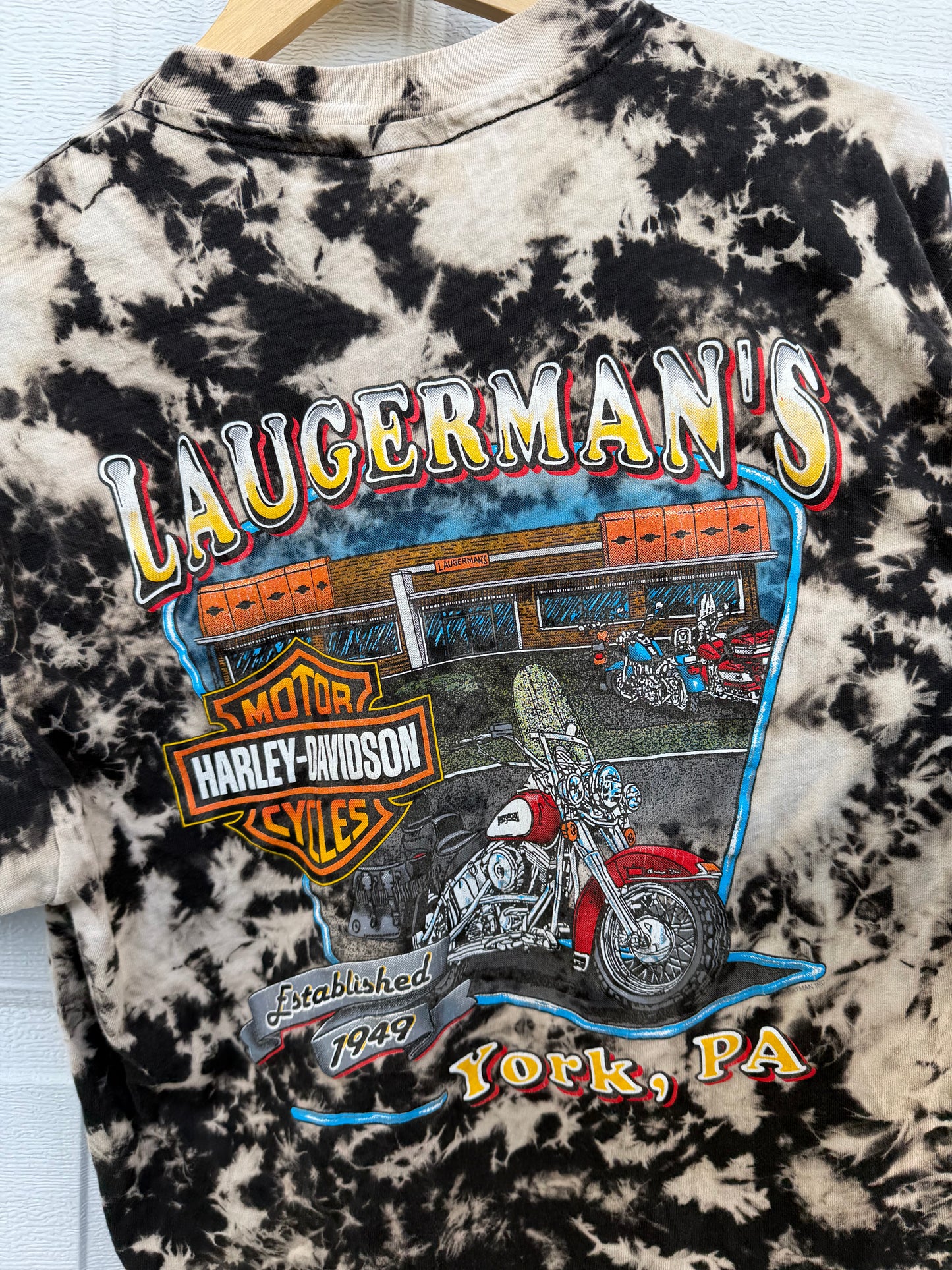 1996 Harley Eagle Bleach Dye Tee - L