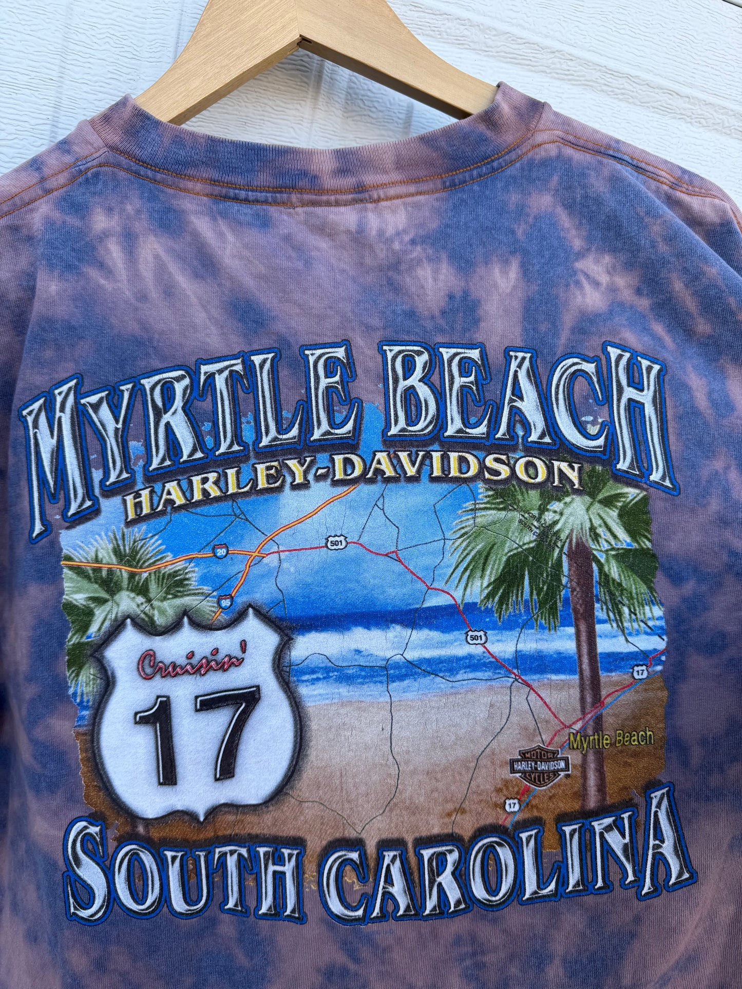 2000 Harley Bleach Dye Tee - L