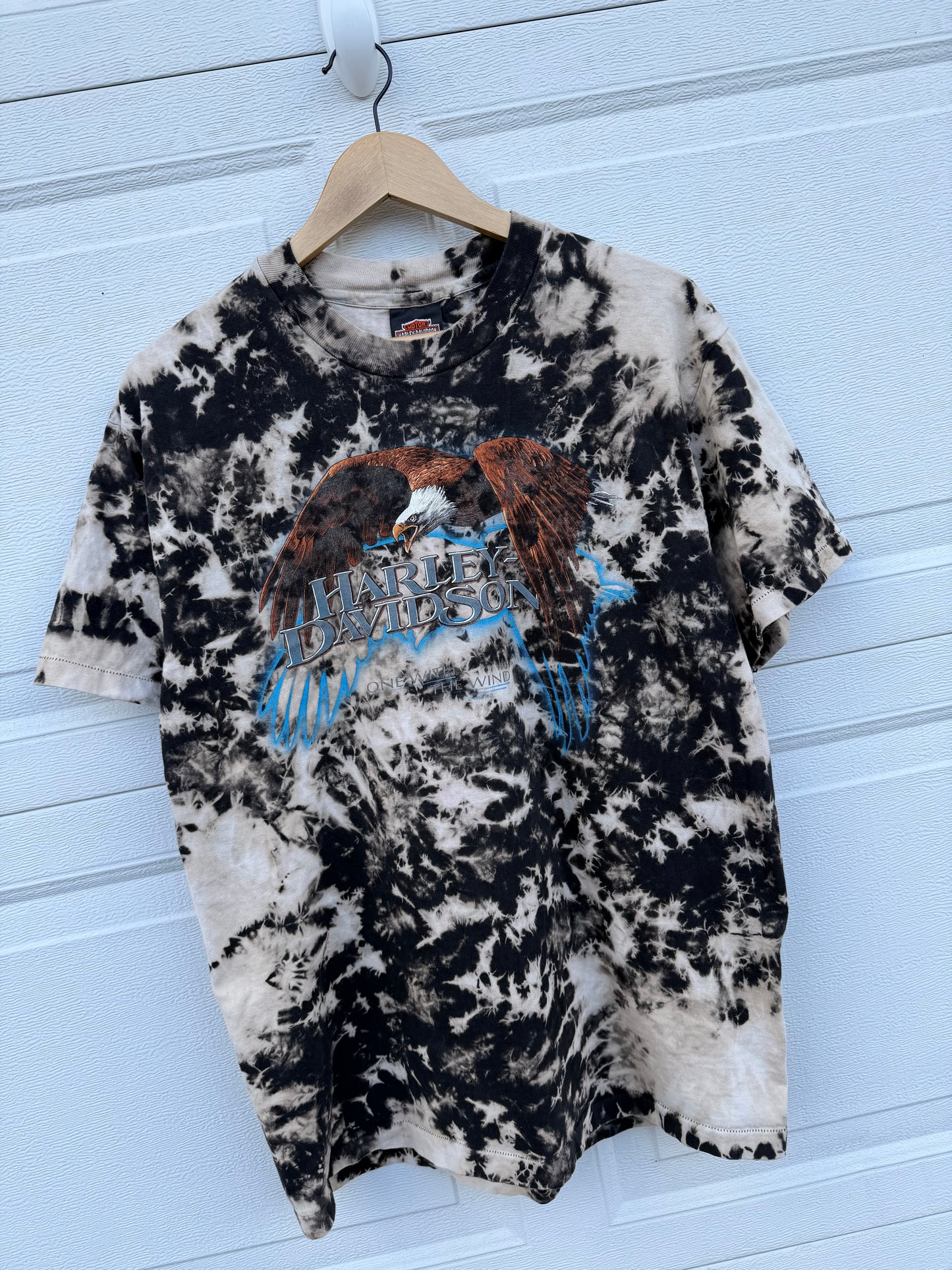 1996 Harley Eagle Bleach Dye Tee - L