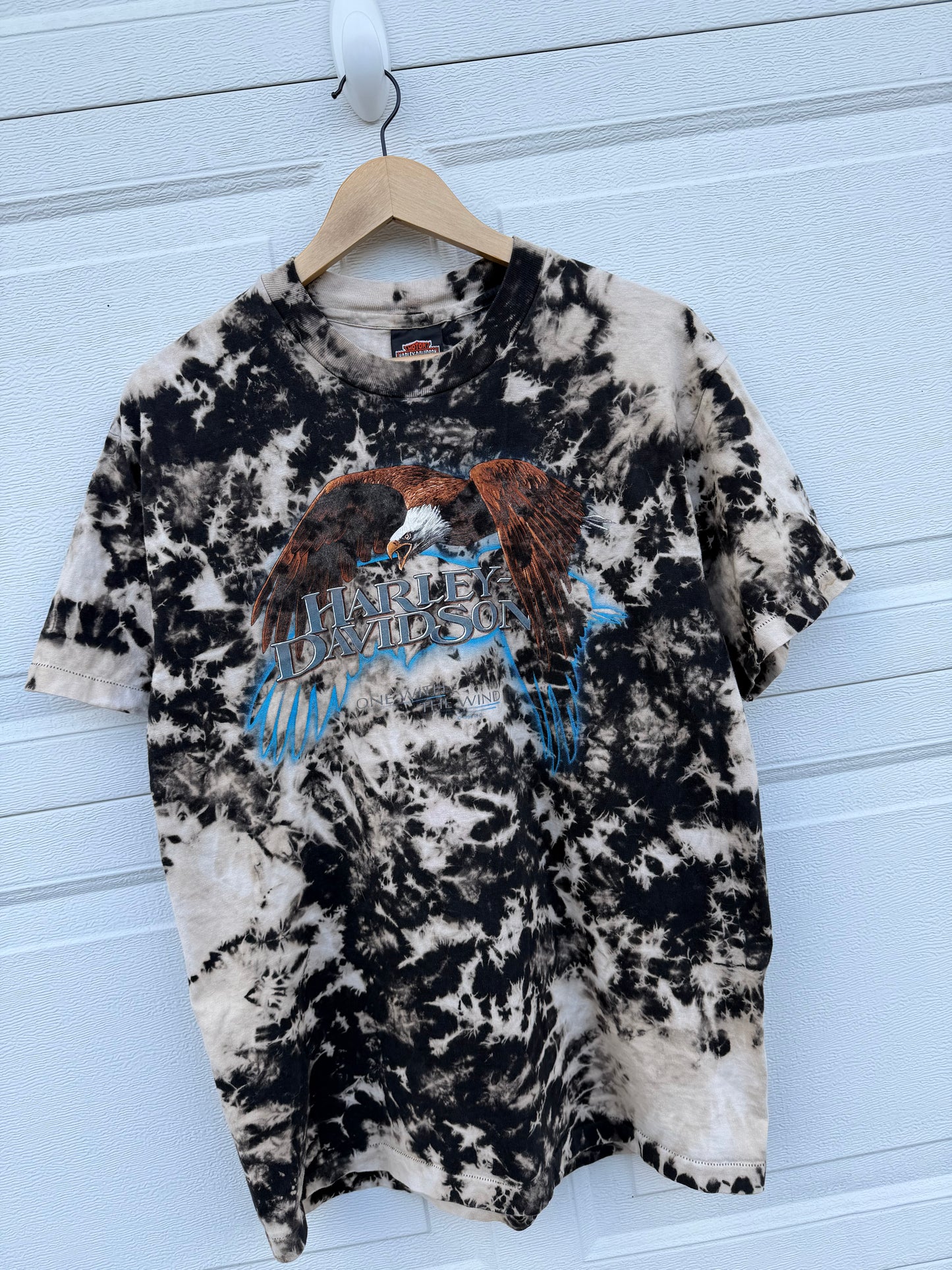 1996 Harley Eagle Bleach Dye Tee - L
