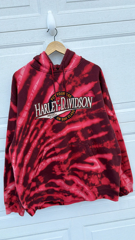 2010 Harley 'Put Your Ass On Some Class' Bleach Dye Hoodie - L (Oversized)