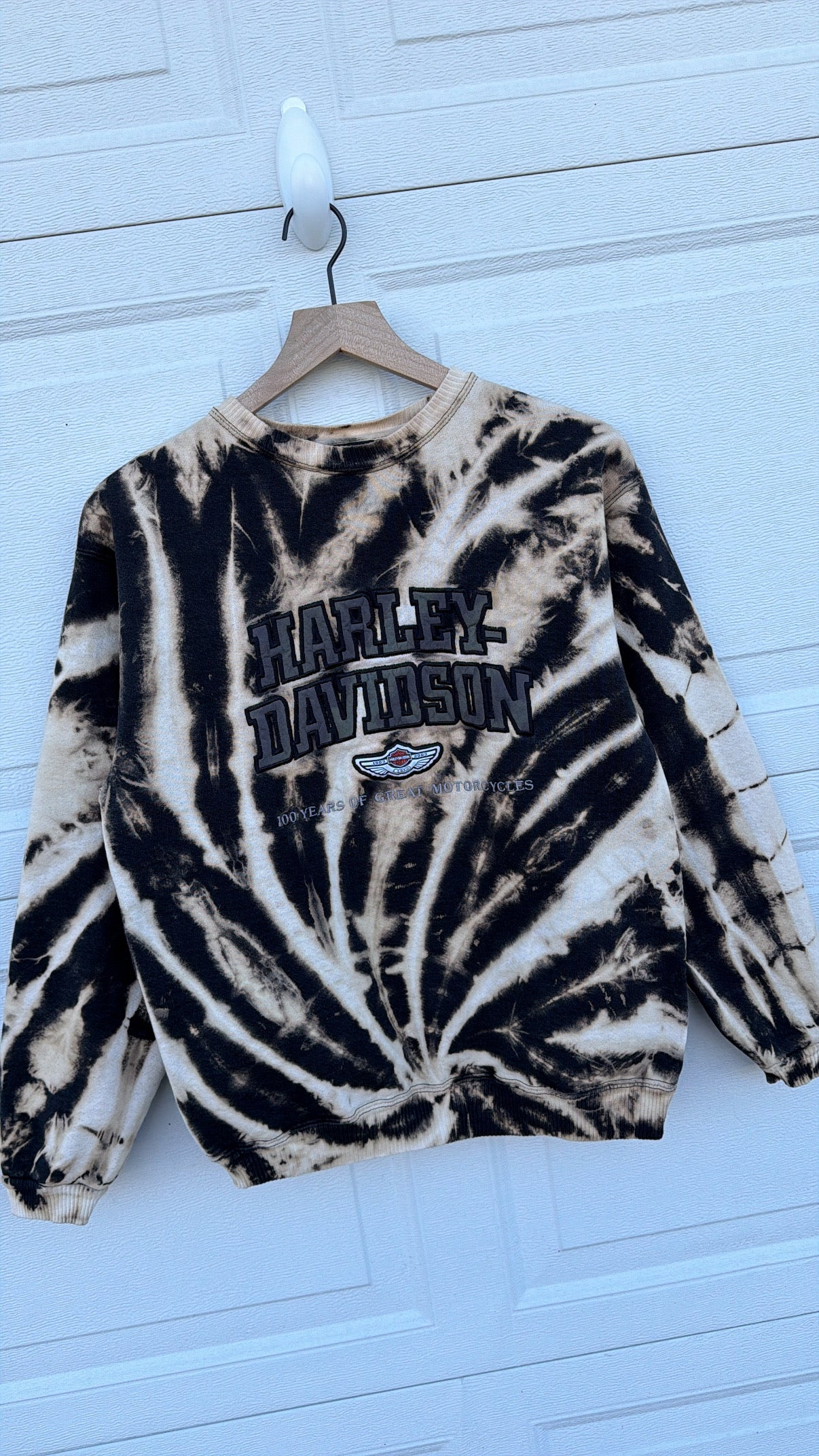 2003 Harley Embroidered Bleach Dye Crewneck - S