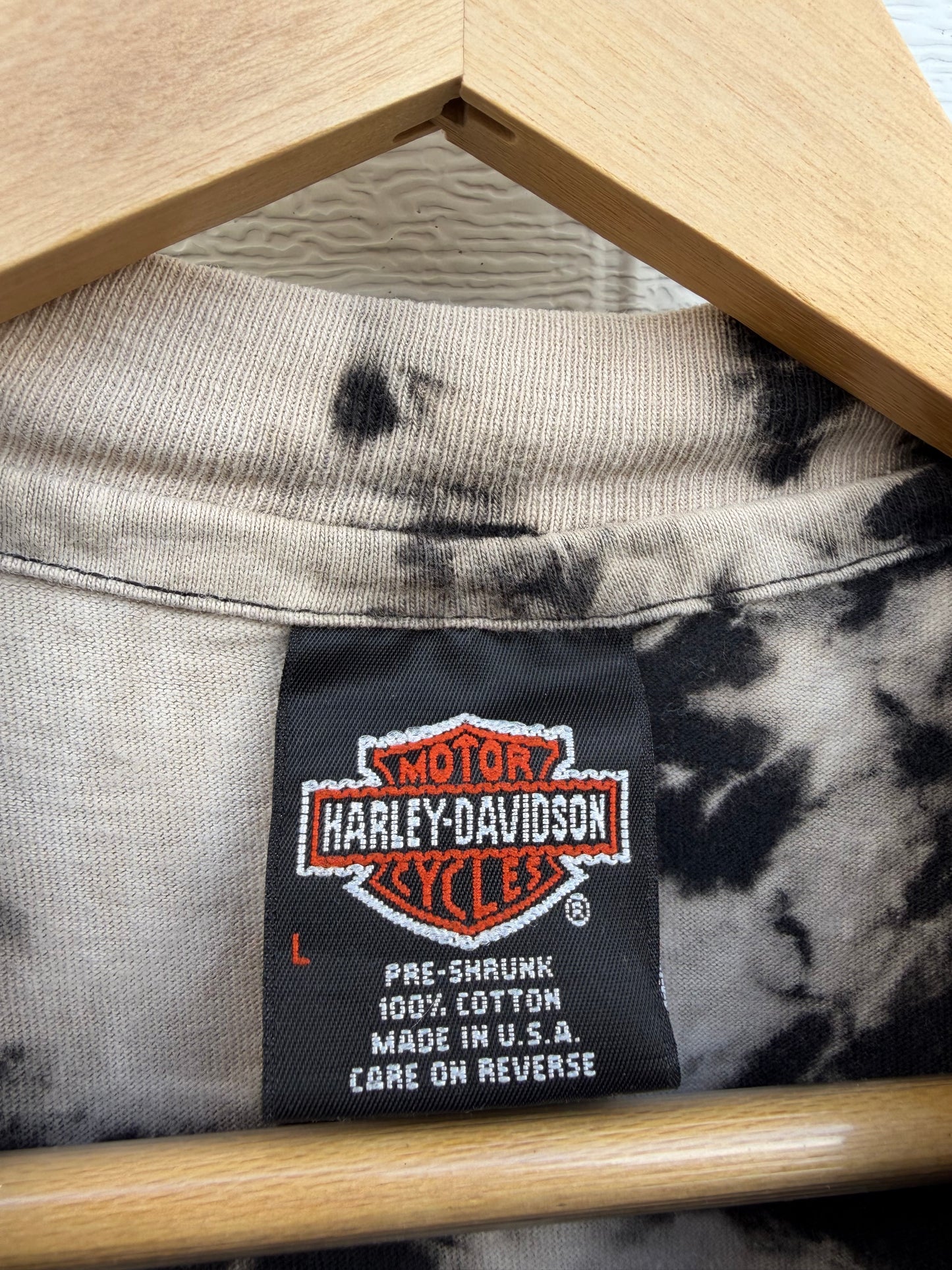 1996 Harley Eagle Bleach Dye Tee - L