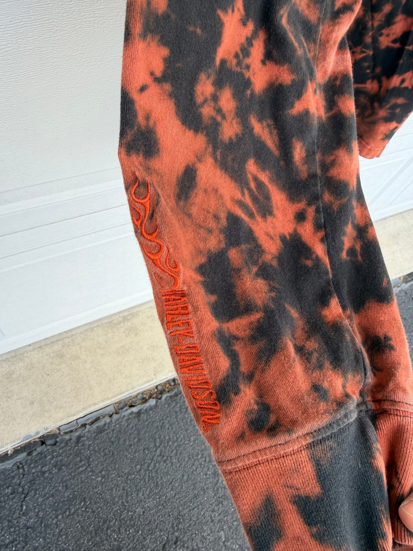 2000 Harley Mockneck Embroidered Bleach Dye Long Sleeve - XL