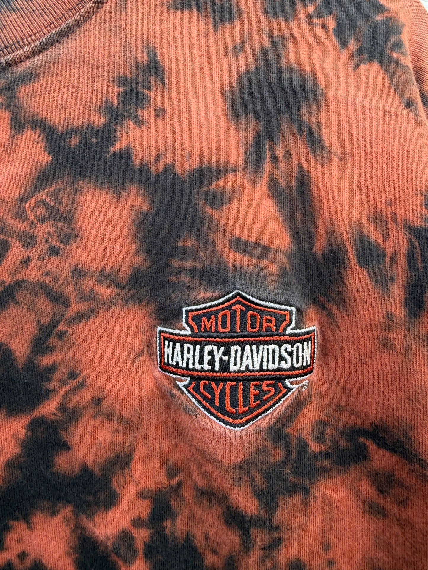 2000 Harley Mockneck Embroidered Bleach Dye Long Sleeve - XL