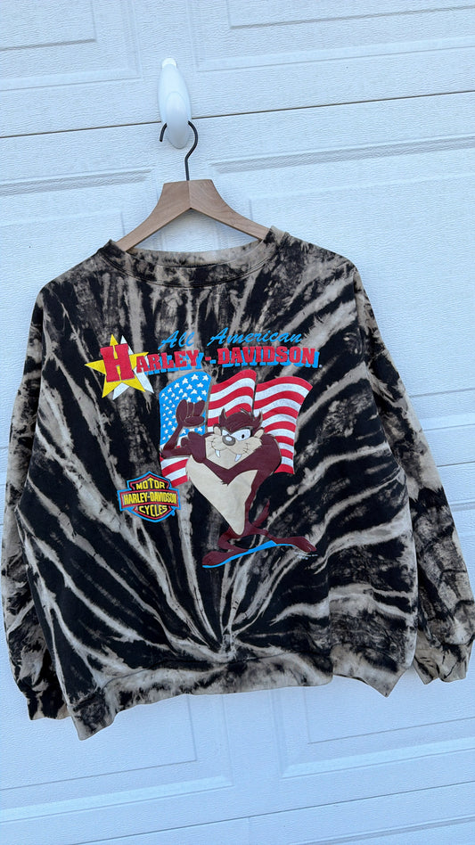 1993 Harley Taz 'All American' Bleach Dye Crewneck - XL