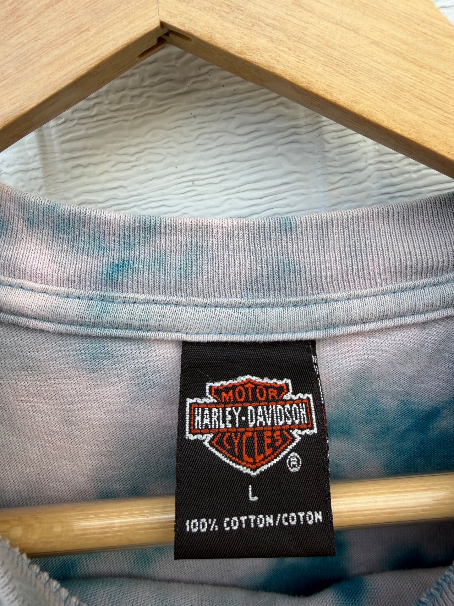 2000 Harley Pocket Bleach Dye Tee - L