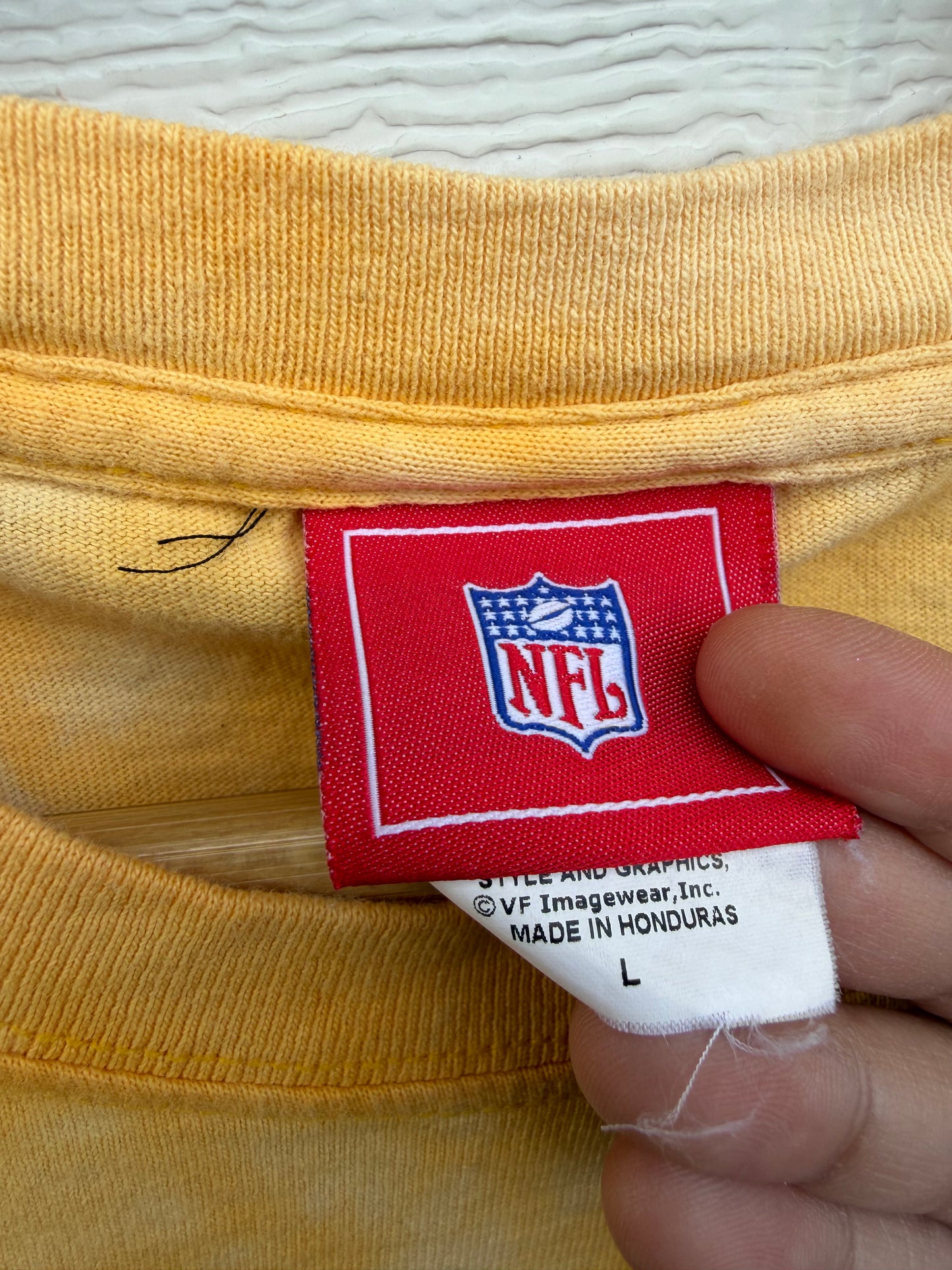 2000s Steelers Embroidered Bleach Dye Tee - L