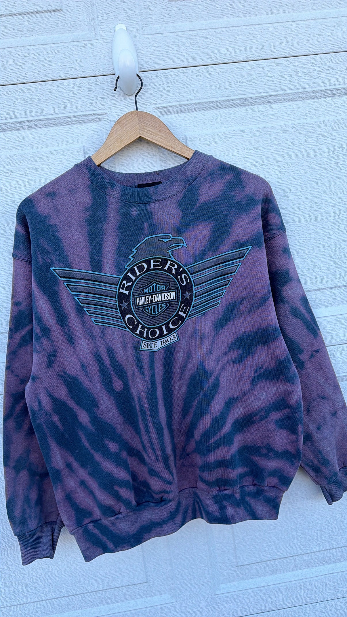 1995 Harley 'Riders Choice' Bleach Dye Crewneck - M