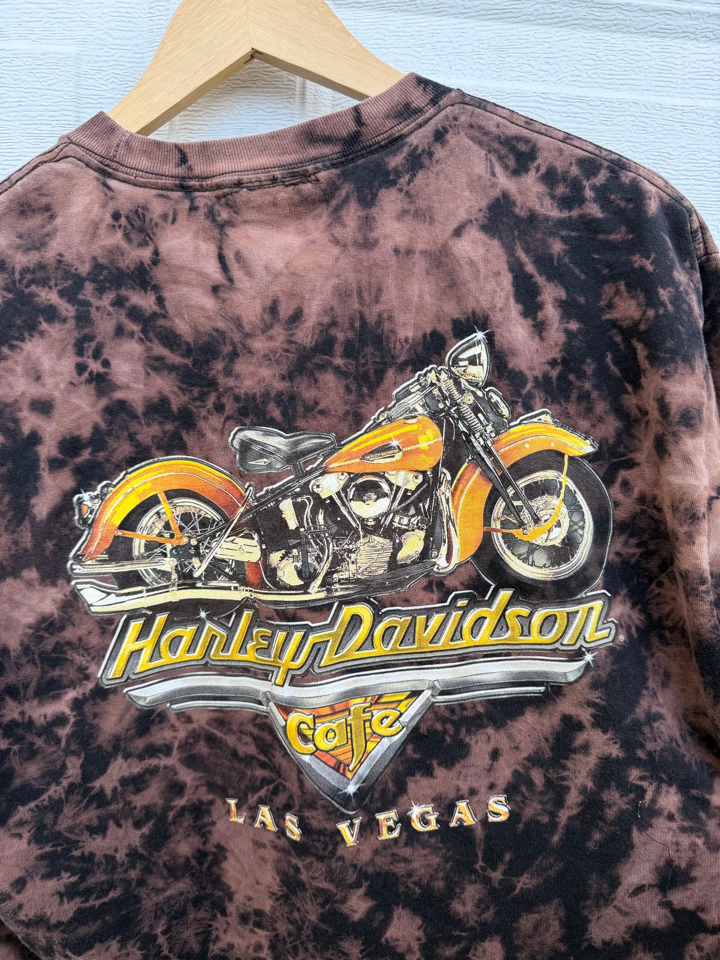 90s Harley Las Vegas Cafe Bleach Dye Tee - L