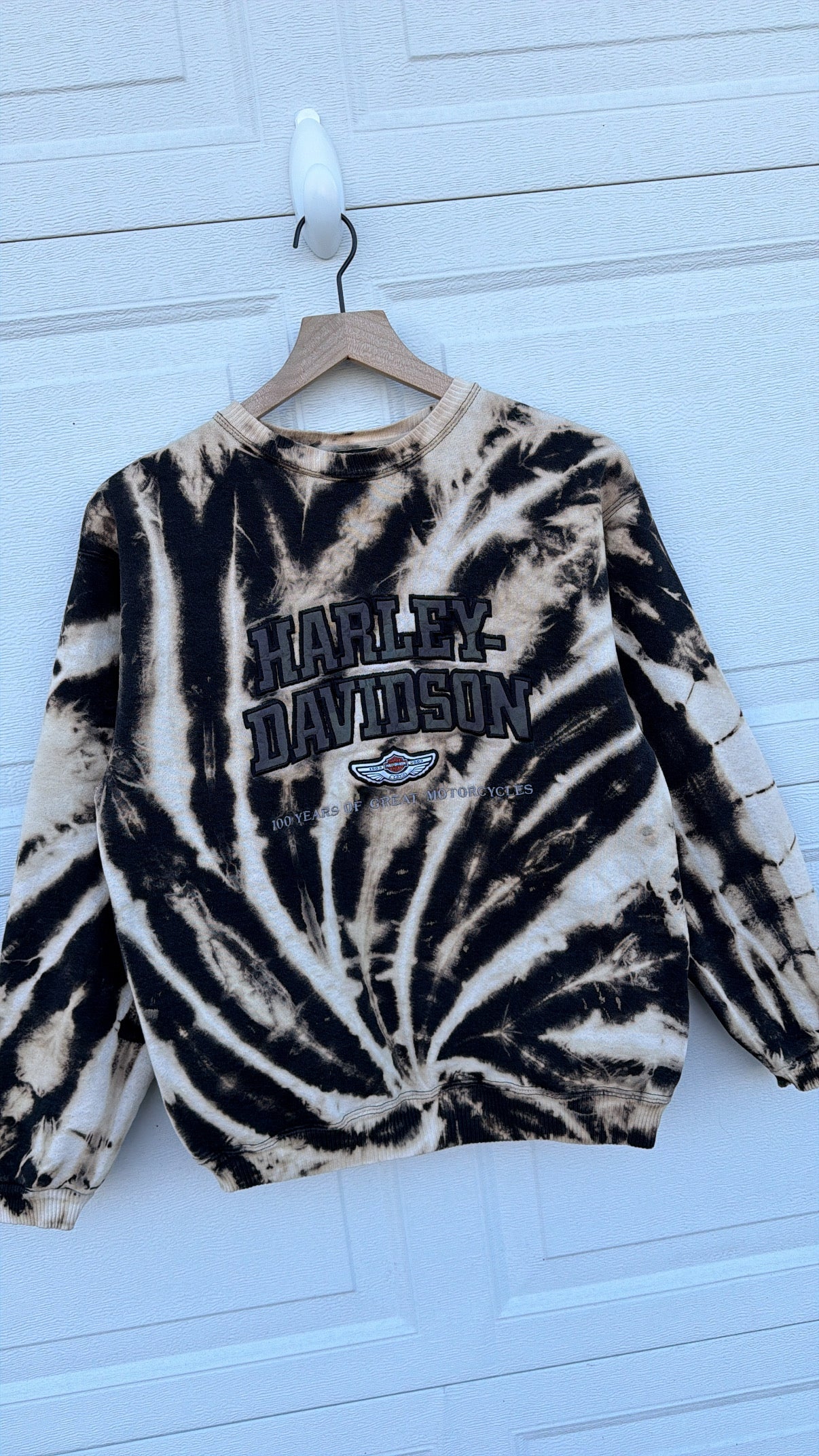 2003 Harley Embroidered Bleach Dye Crewneck - S