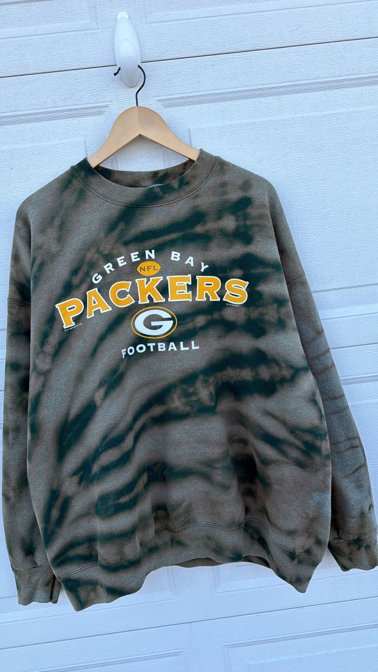 2000 Packers Bleach Dye Crewneck - XXL