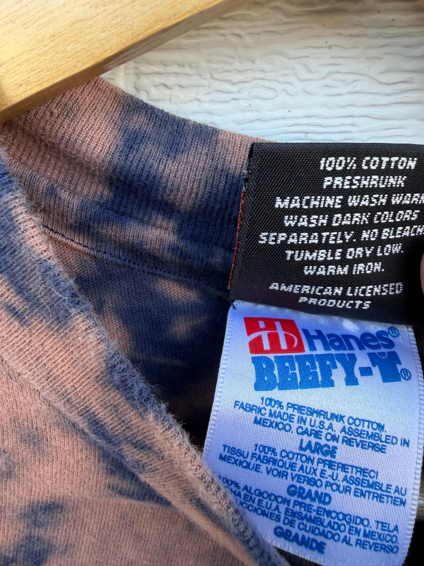 90s Harley Embroidered Bleach Dye Tee - L (Oversized)
