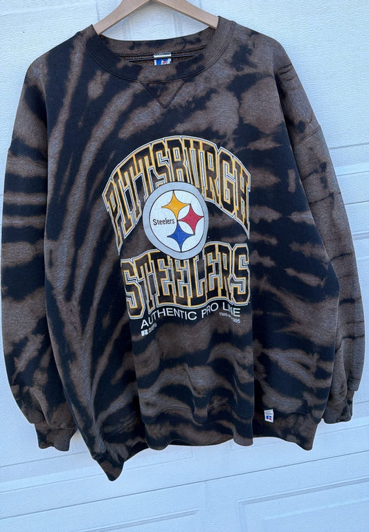 1995 Steelers Bleach Dye Crewneck - XXL