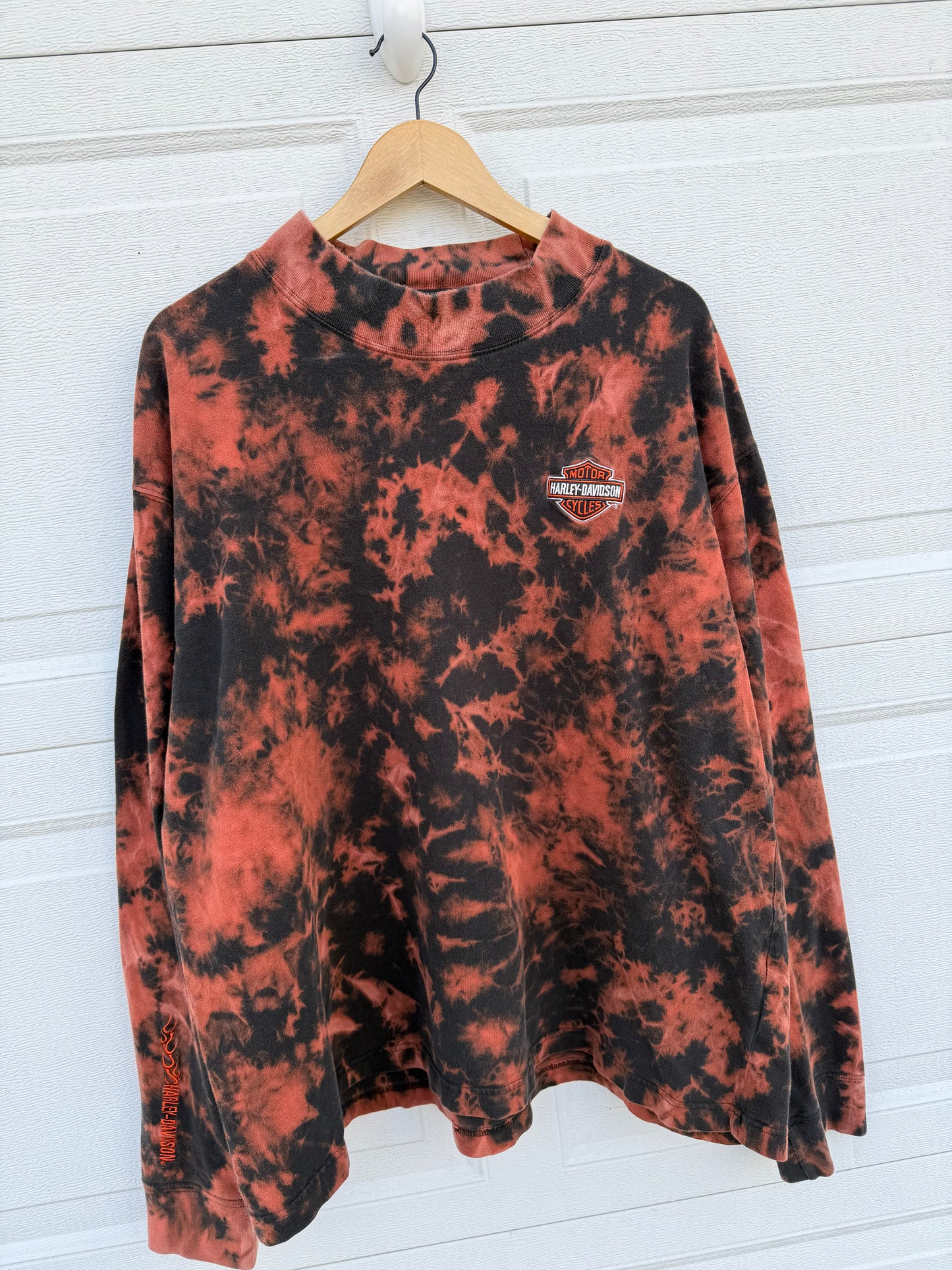 2000 Harley Mockneck Embroidered Bleach Dye Long Sleeve - 3XL