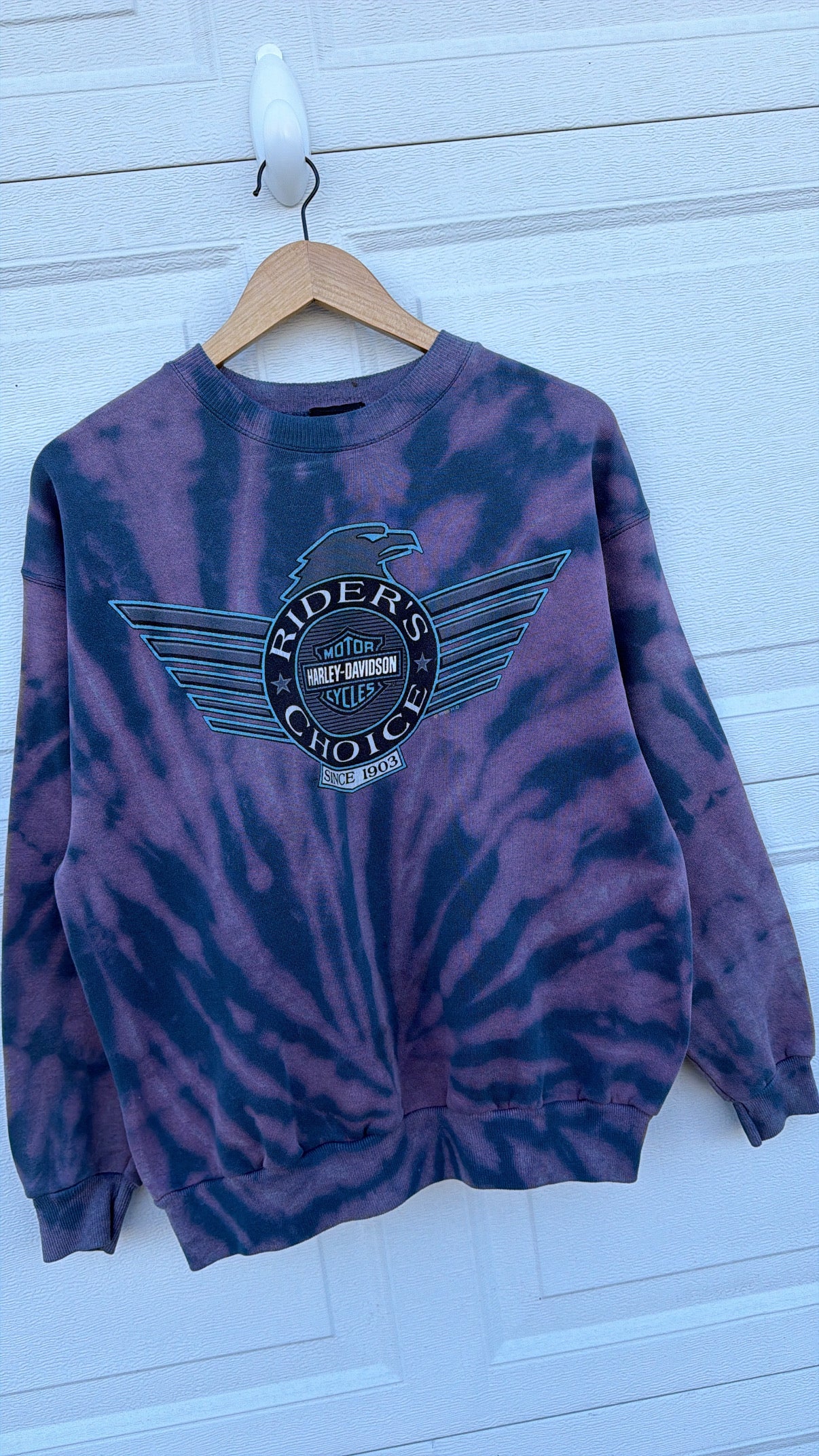 1995 Harley 'Riders Choice' Bleach Dye Crewneck - M