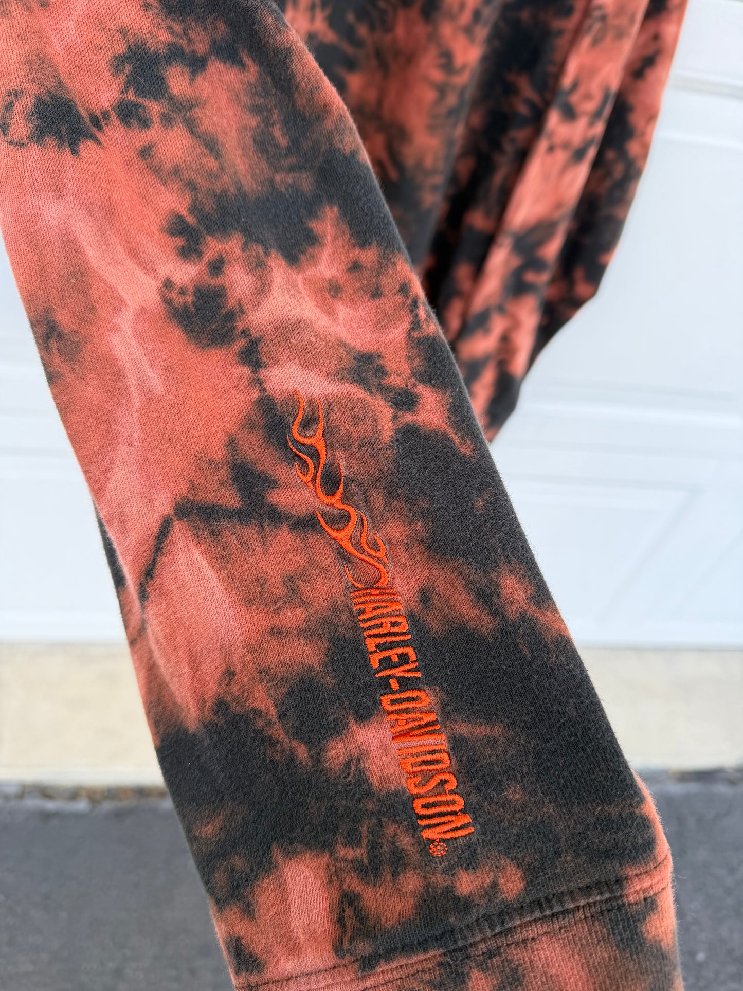 2000 Harley Mockneck Embroidered Bleach Dye Long Sleeve - 3XL