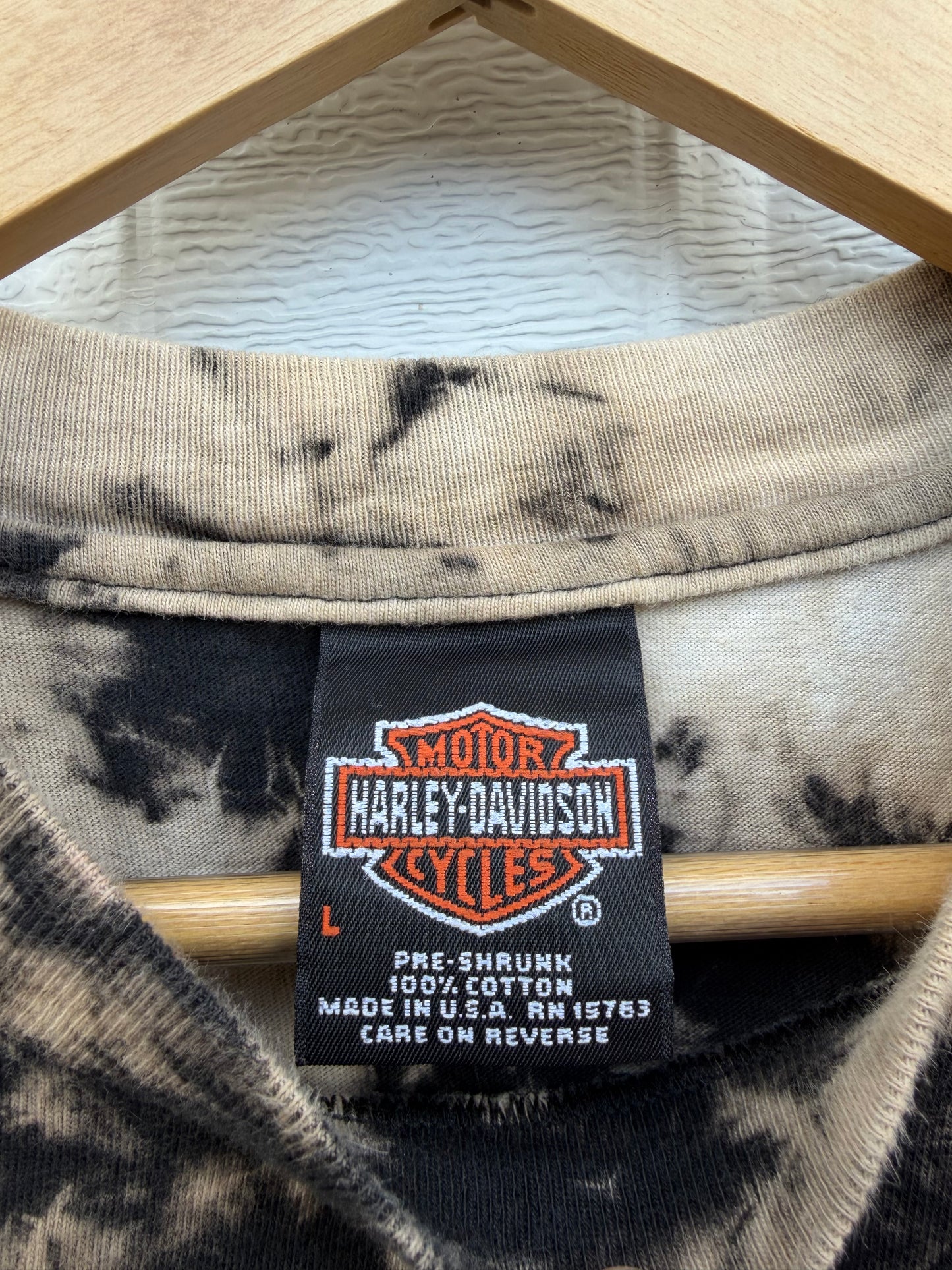 2000 Harley 'Deuce is Wild' Winning Hand Bleach Dye Tee - L