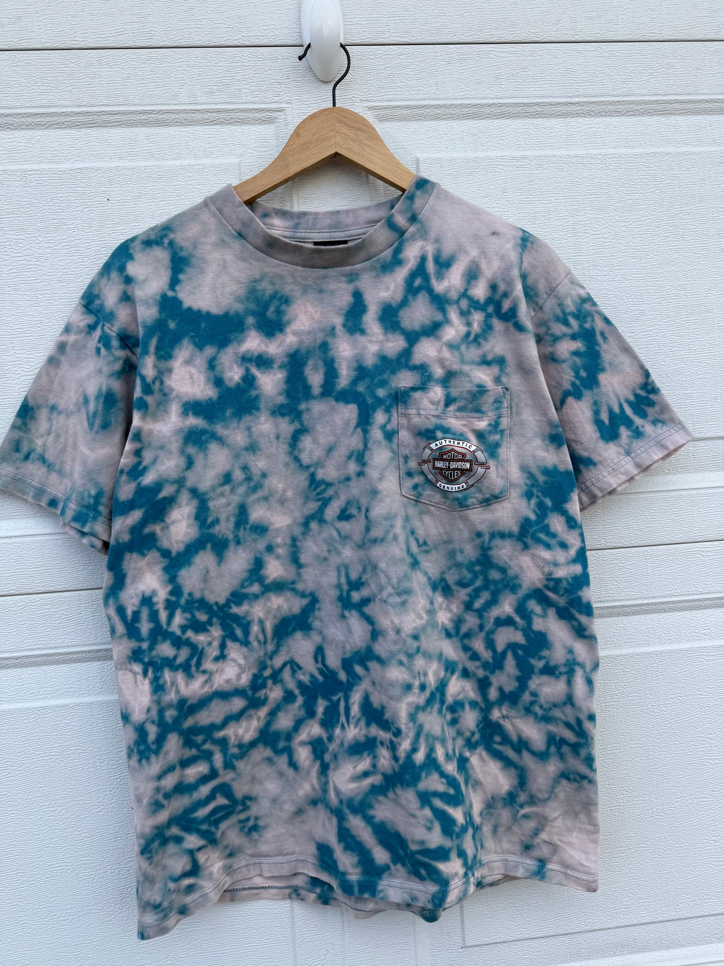 2000 Harley Pocket Bleach Dye Tee - L