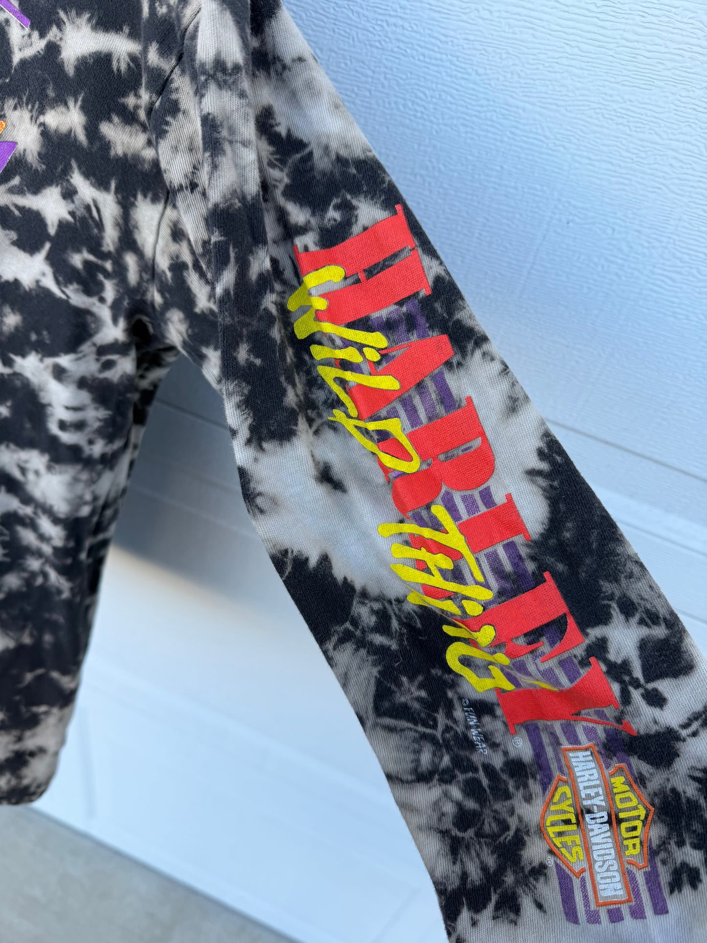 1992 Harley Taz Mockneck Bleach Dye Long Sleeve - XS
