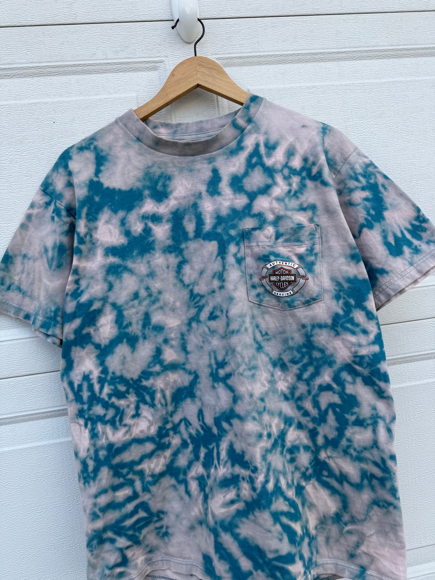 2000 Harley Pocket Bleach Dye Tee - L