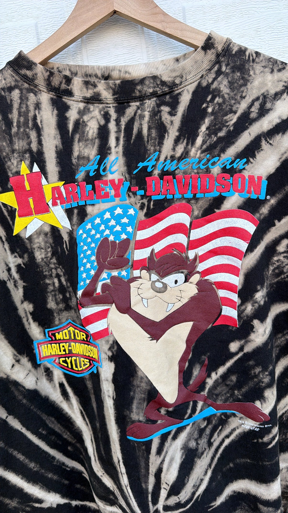 1993 Harley Taz 'All American' Bleach Dye Crewneck - XL
