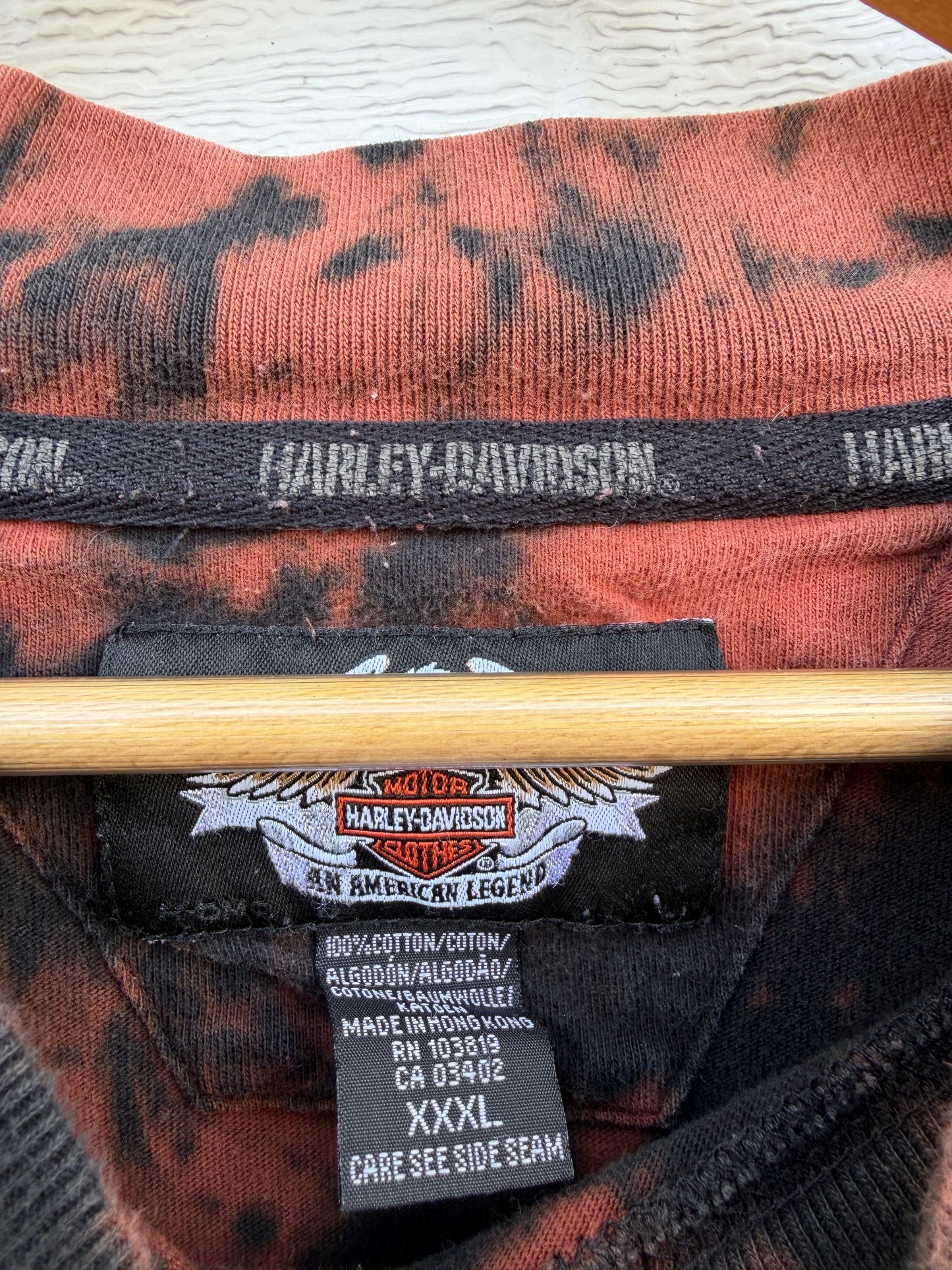 2000 Harley Mockneck Embroidered Bleach Dye Long Sleeve - 3XL
