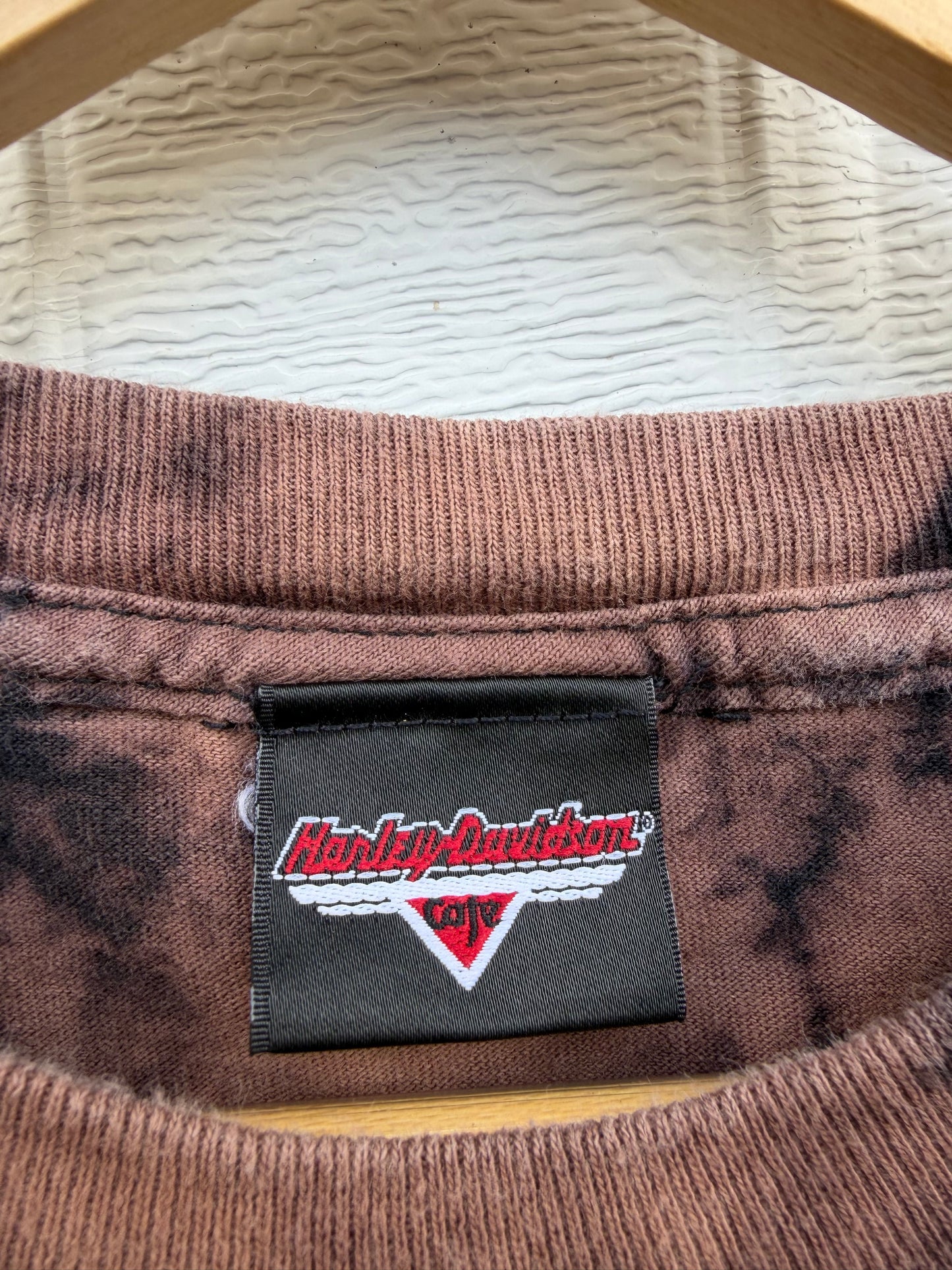 90s Harley Las Vegas Cafe Bleach Dye Tee - L