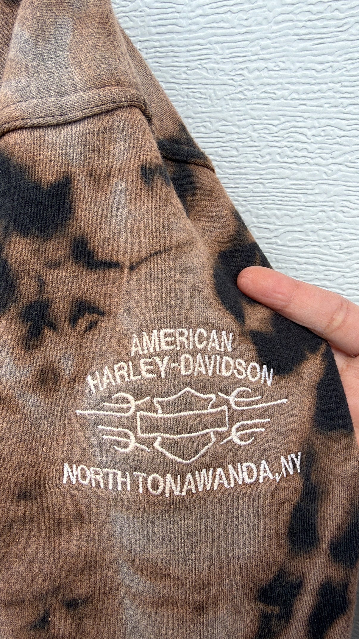 2000s Harley Embroidered Bleach Dye Crewneck - L